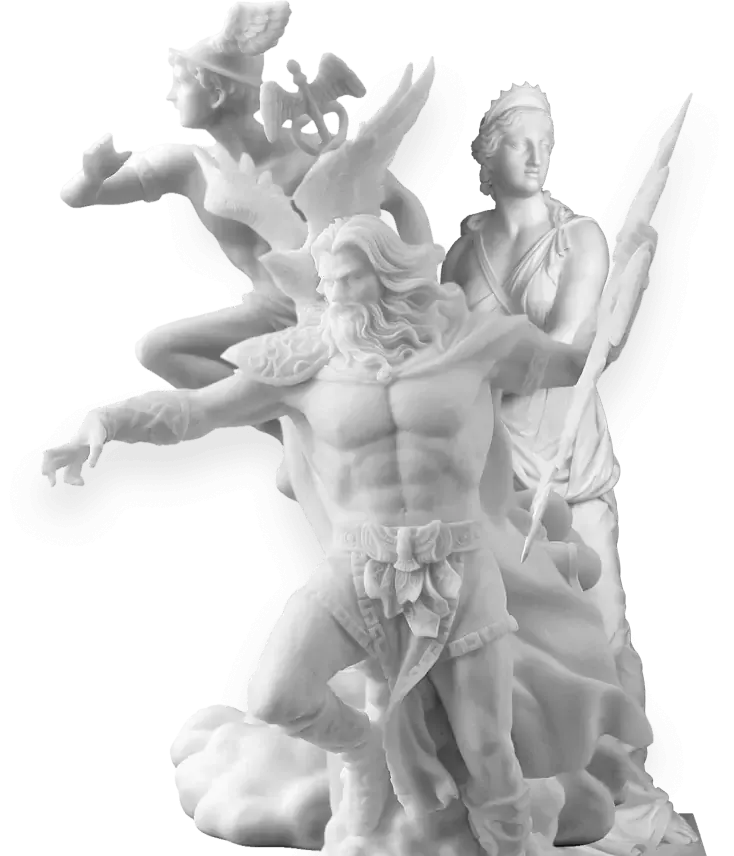 Antike Stadtlandschaft und Marmorstatuen